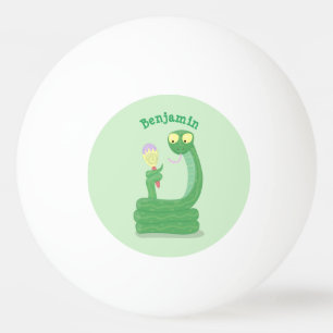 Funny green snake with maraca cartoon ping pong ball