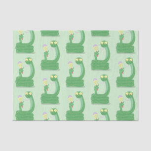 Funny green snake with maraca cartoon tissue paper