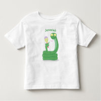 Funny green snake with maraca cartoon