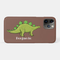 Funny green stegosaurus dinosaur cartoon