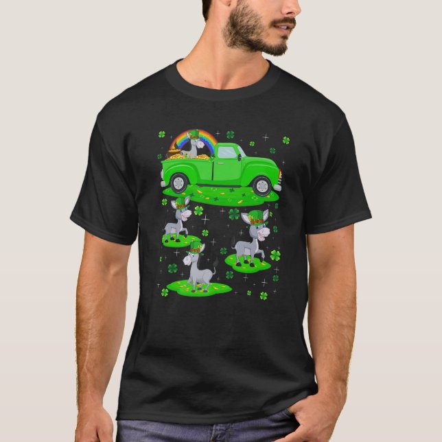 Funny Green Truck Leprechaun Hat Mule St. Patrick' T-Shirt (Front)