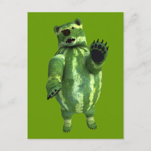 Funny Green Watermelons Bear Postcard