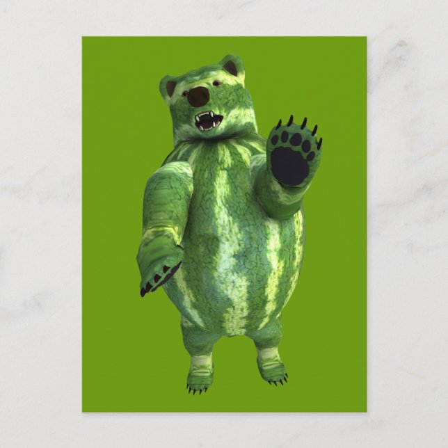 Funny Green Watermelons Bear Postcard (Front)