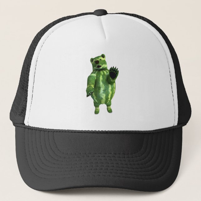 Funny Green Watermelons Bear Trucker Hat (Front)