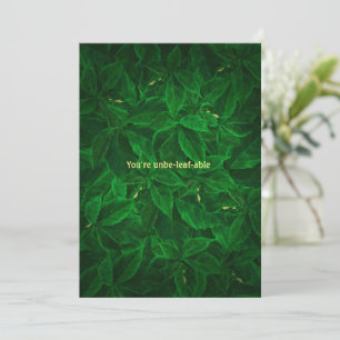 Funny Greenery Unbe-Leaf-able Thank You Card