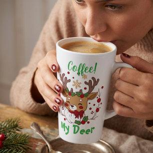 FUNNY Greens & Brown COFFEE Deer Latte Mug