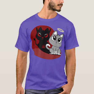 Funny Grey Cat Devil Angel Bad Cat Evil Shadow Dia T-Shirt
