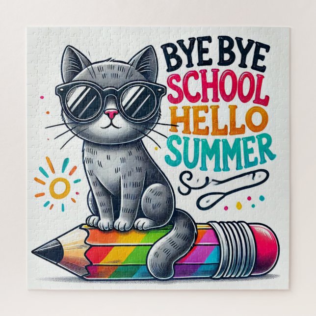 Funny Grey Cat Wearing Sunglasses cat lover Jigsaw Puzzle (Vertical)