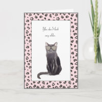 Funny Grey Cat with Leopard Print Glasses Birthday