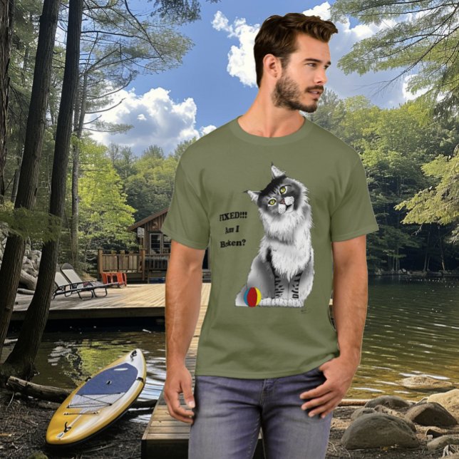 Funny Grey Maine Coon Cat Fixed  T-Shirt (Creator Uploaded)