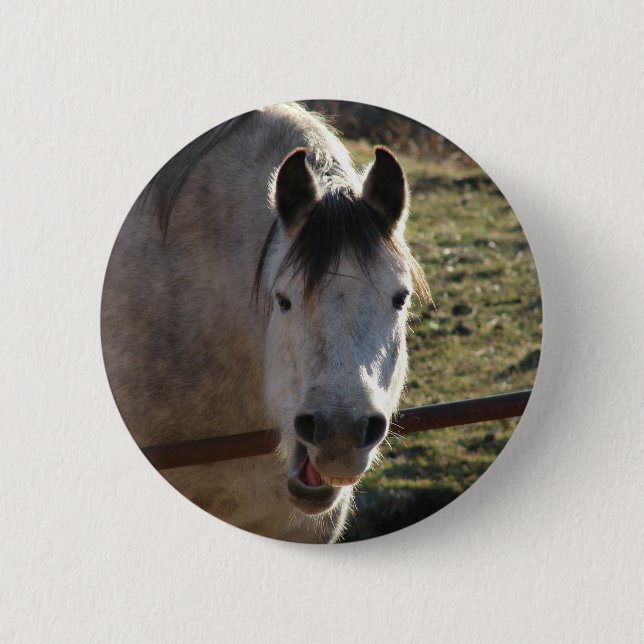 Funny Grey Mare 6 Cm Round Badge (Front)