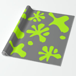 Funny grey & neon green slime pattern playful fun wrapping paper