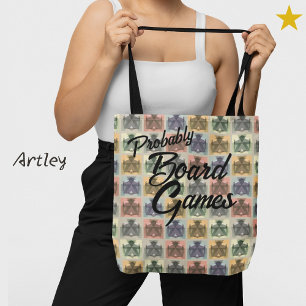 Funny Grey Pastel Meeple Chequered Board Game  Tote Bag