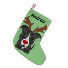 Funny Grey Pitbull Dog Christmas Stocking