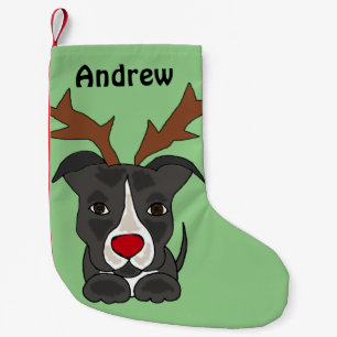 Funny Grey Pitbull Dog Christmas Stocking