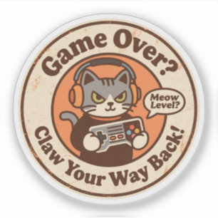 Funny Grey Tabby Cat Gamer "Claw Your Way Back!"