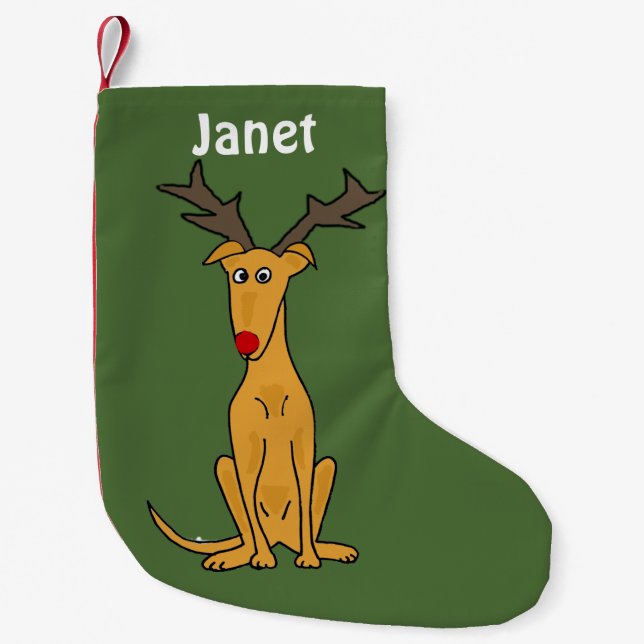 Funny Greyhound Dog Christmas Stocking (Front)
