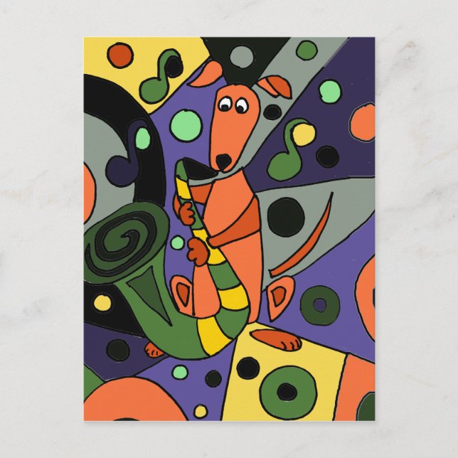 Funny Greyhound Dog Playing Saxophone Postcard (Front)