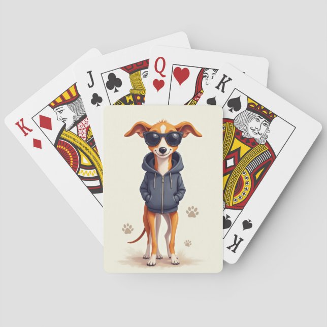 Funny Greyhound Kawaii Dog Playing Cards (Back)