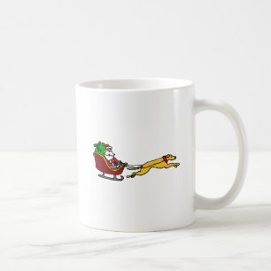 Funny Greyhound Pulling Christmas Sleigh Coffee Mug