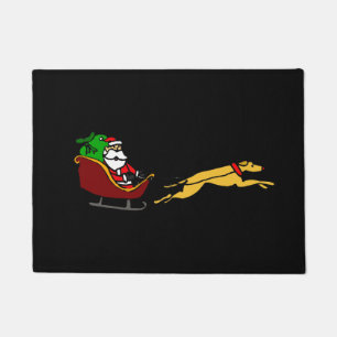 Funny Greyhound Pulling Christmas Sleigh Doormat