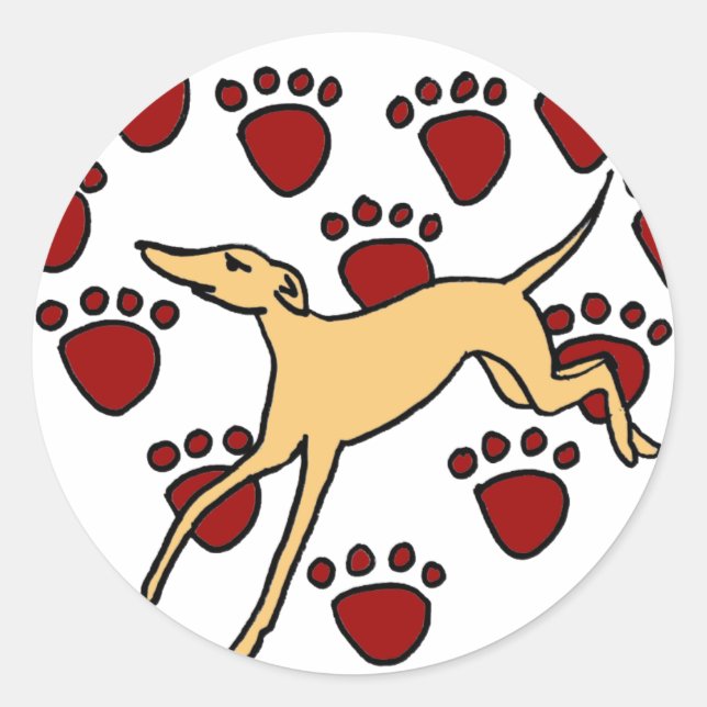 Funny Greyhound Puppy Love Classic Round Sticker (Front)
