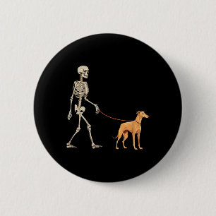 Funny Greyhound Skeleton Dog Walking Halloween Dog 6 Cm Round Badge