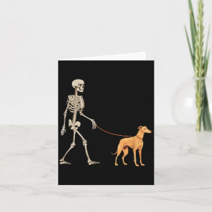 Funny Greyhound Skeleton Dog Walking Halloween Dog Card