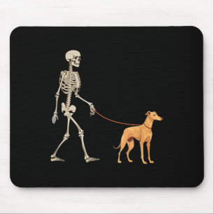 Funny Greyhound Skeleton Dog Walking Halloween Dog Mouse Pad