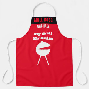 Funny Grill Chef Aprons, Custom My Grill, My Rule Apron