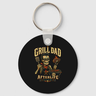 Funny grill dad afterlife club skeleton bbq master key ring