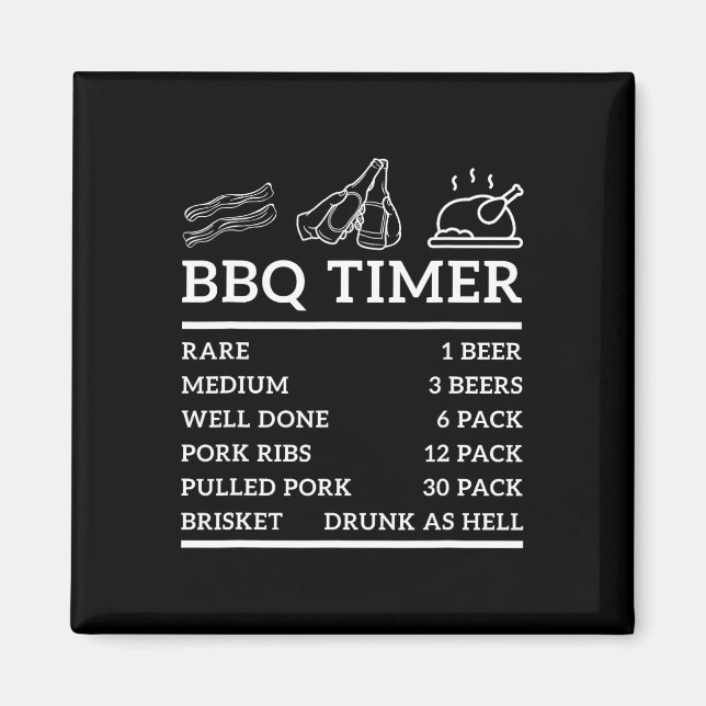 Funny Grill Saying Bbq Timer Bbq Beer Grill Dad Ba Magnet (Front)