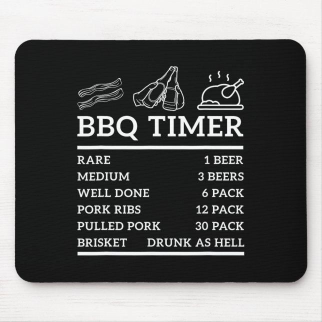 Funny Grill Saying Bbq Timer Bbq Beer Grill Dad Ba Mouse Pad (Front)