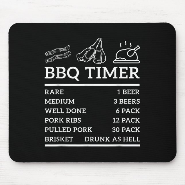 Funny Grill Saying Bbq Timer Bbq Beer Grill Dad Ba Mouse Pad (Front)