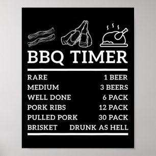 Funny Grill Saying Bbq Timer Bbq Beer Grill Dad Ba Poster