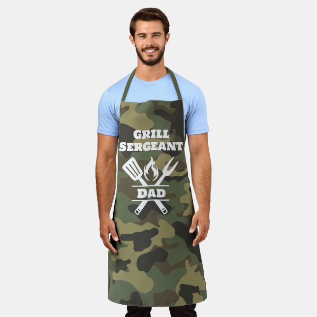 Funny Grill Sergeant Camo Apron (Worn)