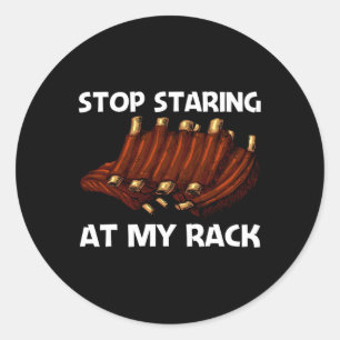 Funny Grilled Ribs For Men Women Bbq Grilling Gril Classic Round Sticker