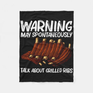 Funny Grilled Ribs For Men Women Bbq Grilling Gril Fleece Blanket
