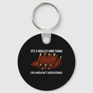 Funny Grilled Ribs For Men Women Bbq Grilling Gril Key Ring