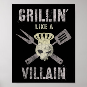Funny Grillin' Like Villain Gangster Chef Summer B Poster