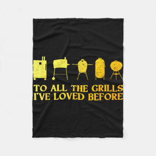 Funny grilling art for men dad barbecue meat fleece blanket