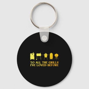 Funny grilling art for men dad barbecue meat key ring