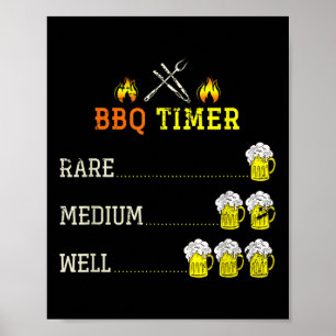 Funny Grilling Bbq Chef Beer Drinking Smoked Steak Poster