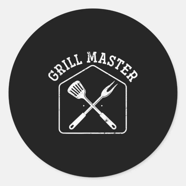 Funny Grilling Bbq Chef Gift Steak Grill Master Ba Classic Round Sticker (Front)