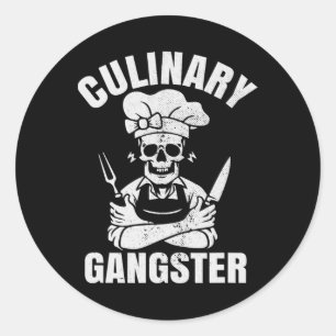 Funny Grilling Culinary Gangster Classic Round Sticker
