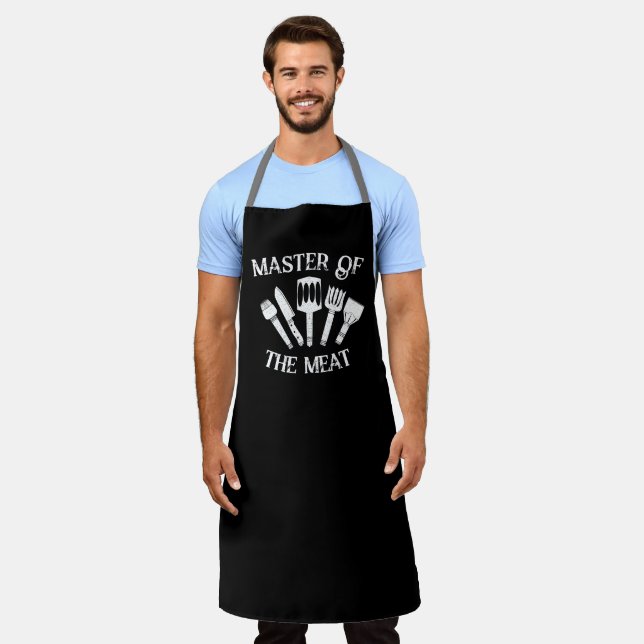 Funny Grilling Gift for Men – Master of the Meat Apron (Worn)