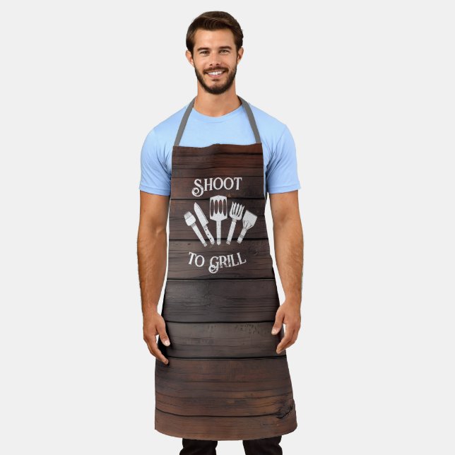 Funny Grilling Gift for Men – Shoot to Grill Apron (Worn)