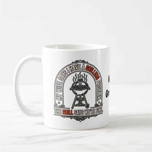 Funny Grilling Problem BBQ Humour Grill Master Gif Coffee Mug (Left)