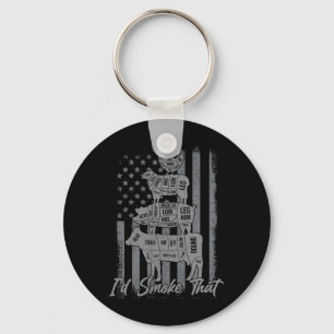 Funny Grilling Shirt Us Flag I'd Smoke That 4th Of Key Ring