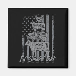 Funny Grilling Shirt Us Flag I'd Smoke That 4th Of Magnet